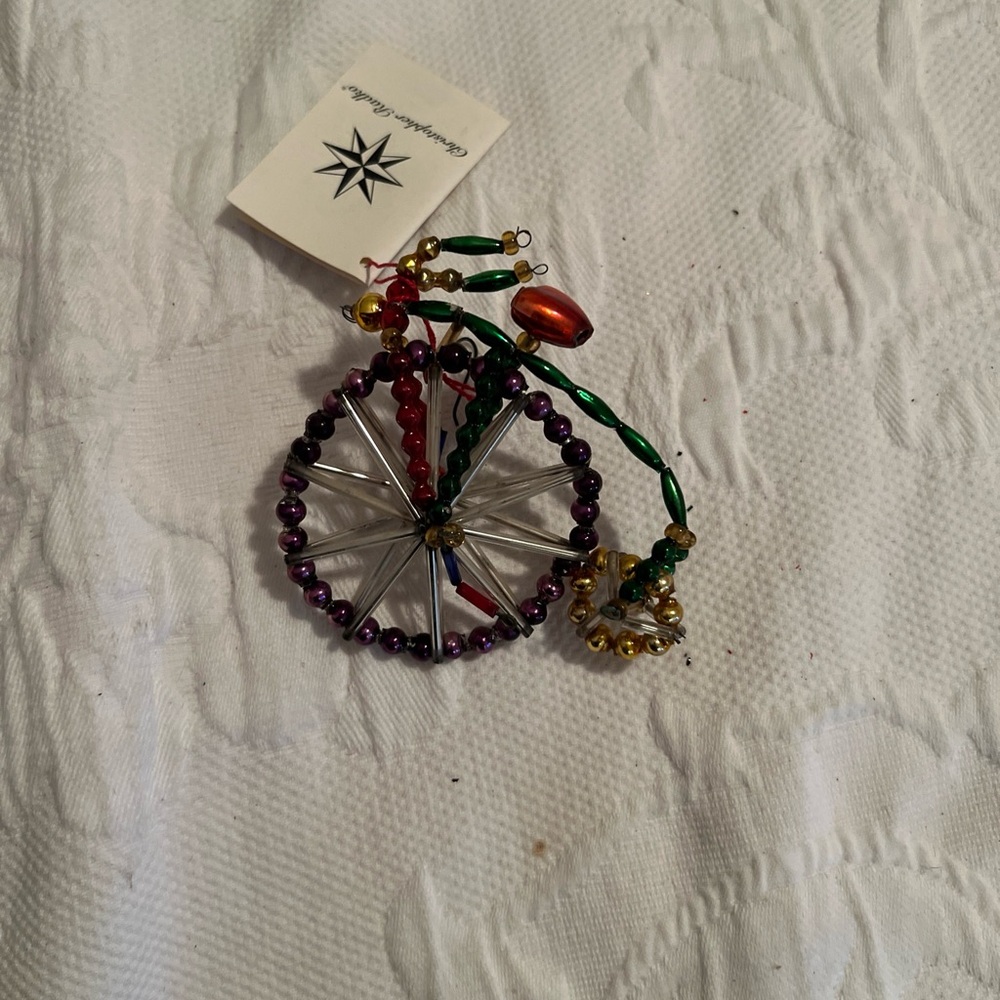 Christopher Radko Unicycle Bicycle Beaded Christmas Ornament Build For One 1998